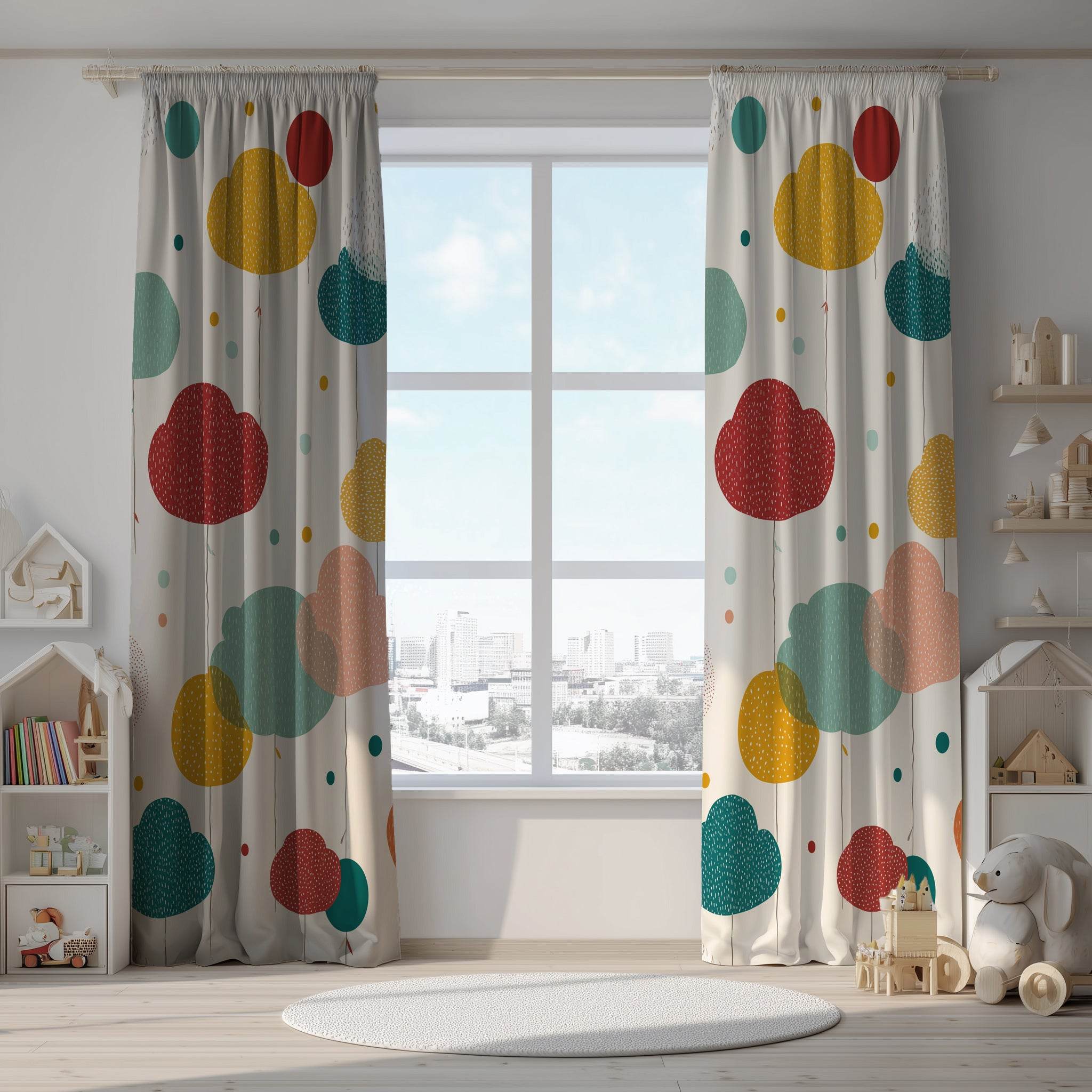 Whimsical Window Curtains, Colorful Home Decor, Boho Style Drapes, Modern Living Room Accessories, Playful Sheer Panels - Home Decor -