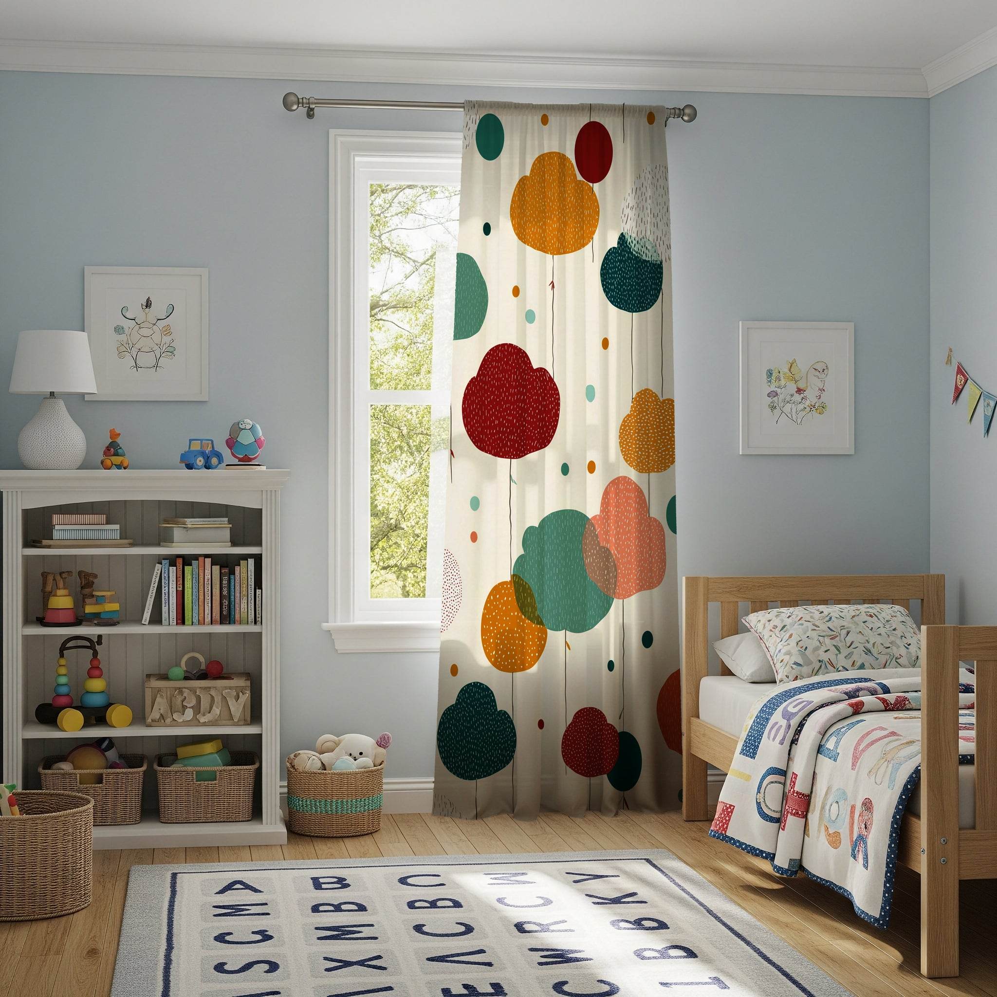 Whimsical Window Curtains, Colorful Home Decor, Boho Style Drapes, Modern Living Room Accessories, Playful Sheer Panels - Home Decor -