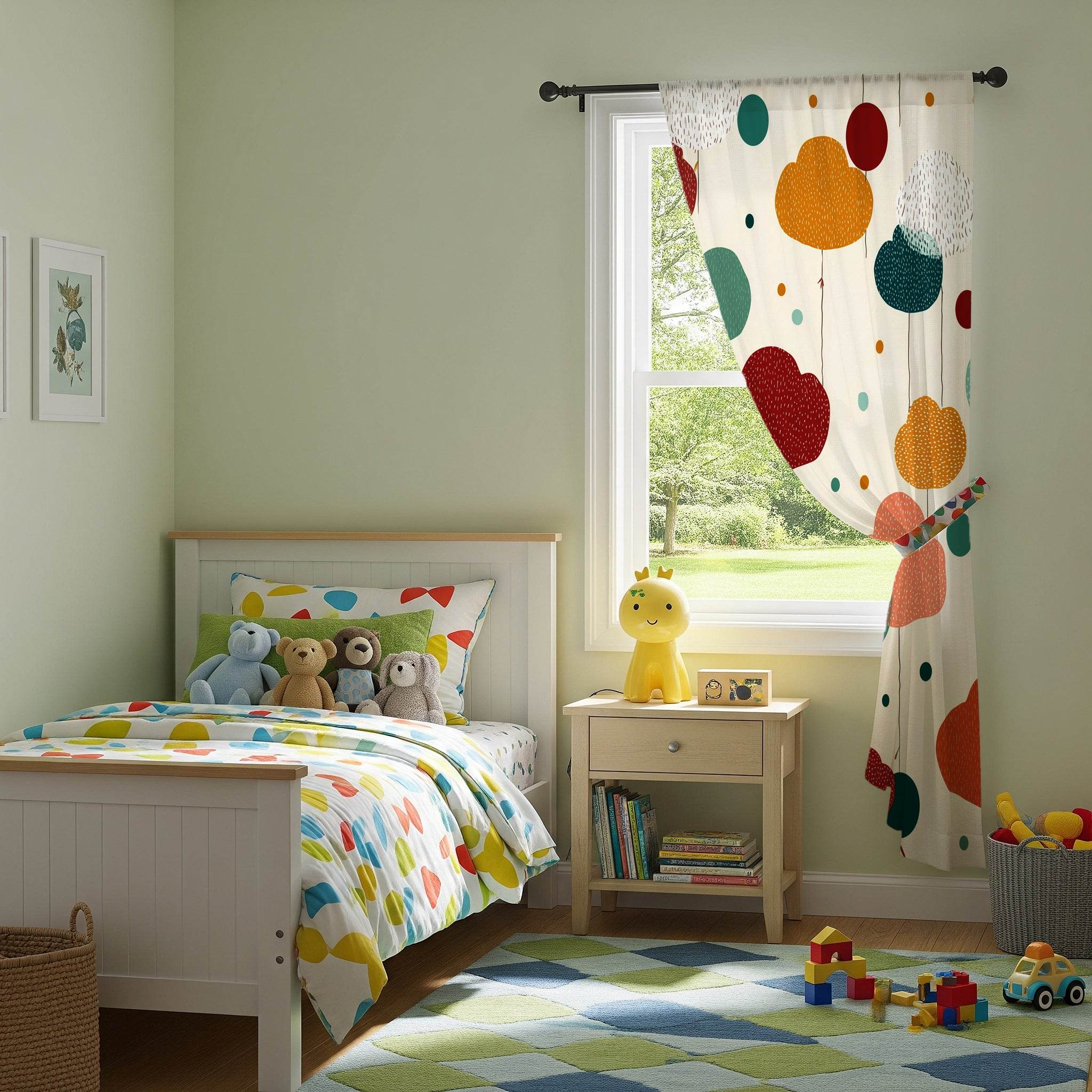 Whimsical Window Curtains, Colorful Home Decor, Boho Style Drapes, Modern Living Room Accessories, Playful Sheer Panels - Home Decor -