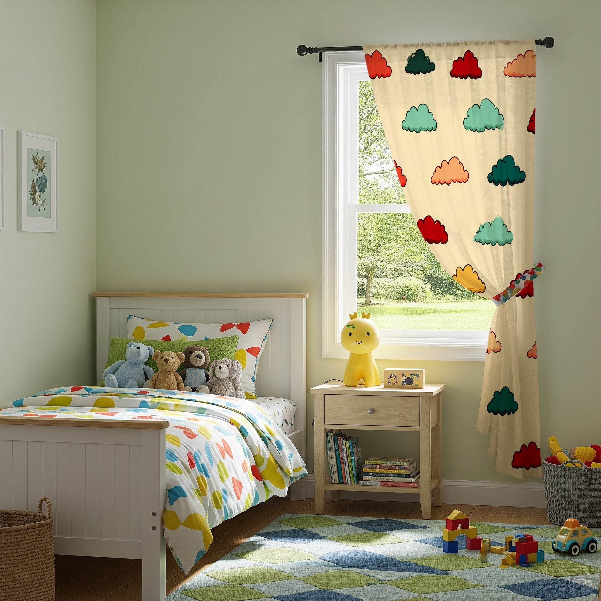 Soft-Colored Cloud Pattern Window Curtain - Home Decor -