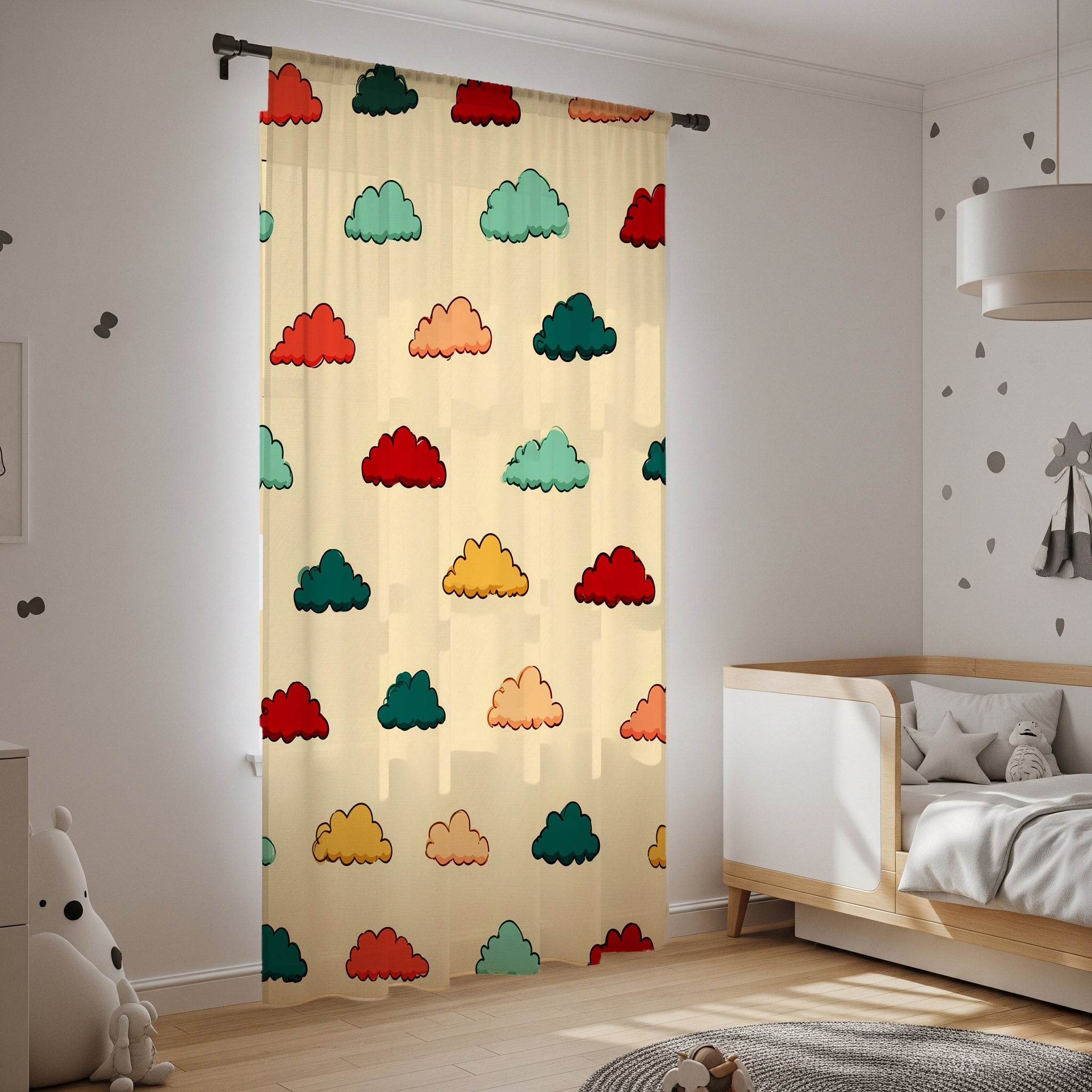 Soft-Colored Cloud Pattern Window Curtain - Home Decor -