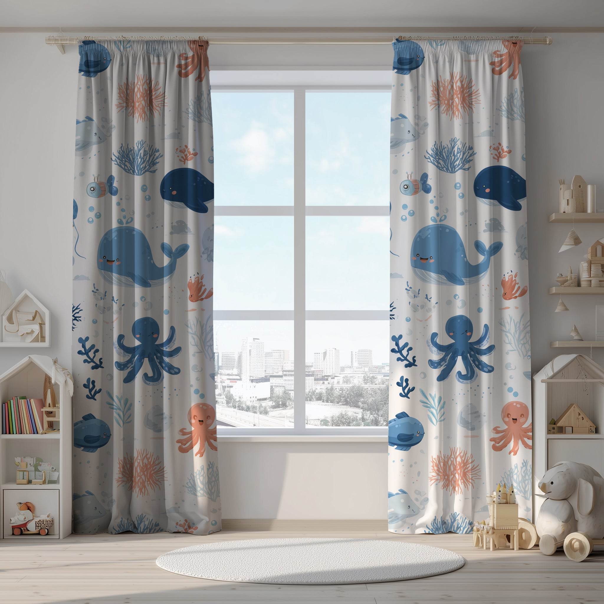 Colorful Underwater Window Curtain - Home Decor -