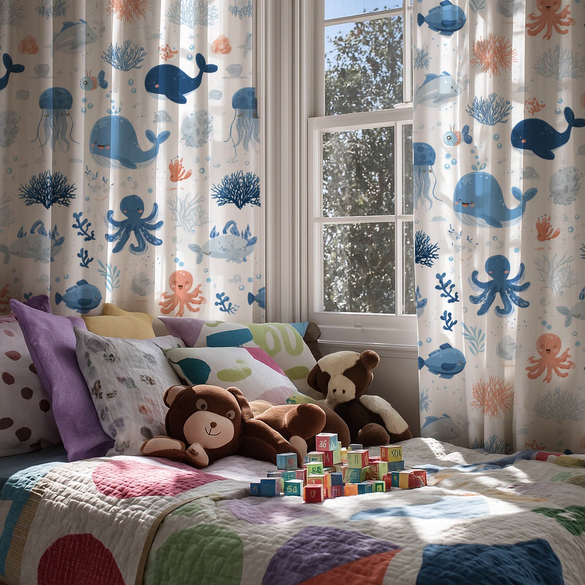 Colorful Underwater Window Curtain - Home Decor -