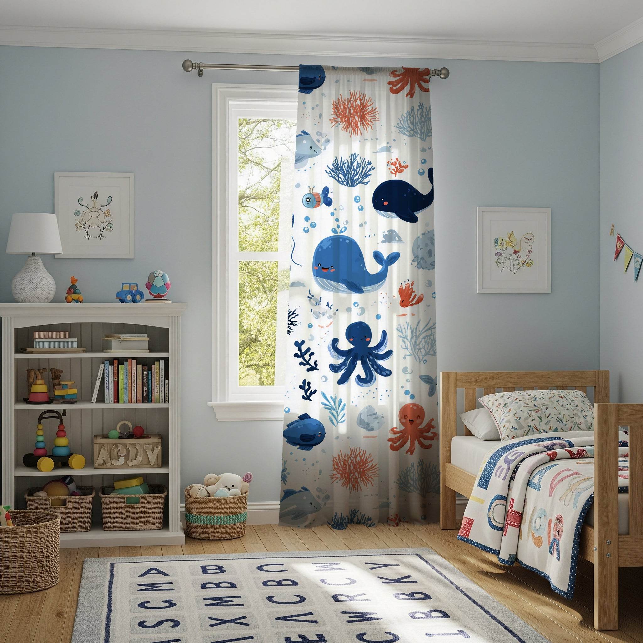 Colorful Underwater Window Curtain - Home Decor -