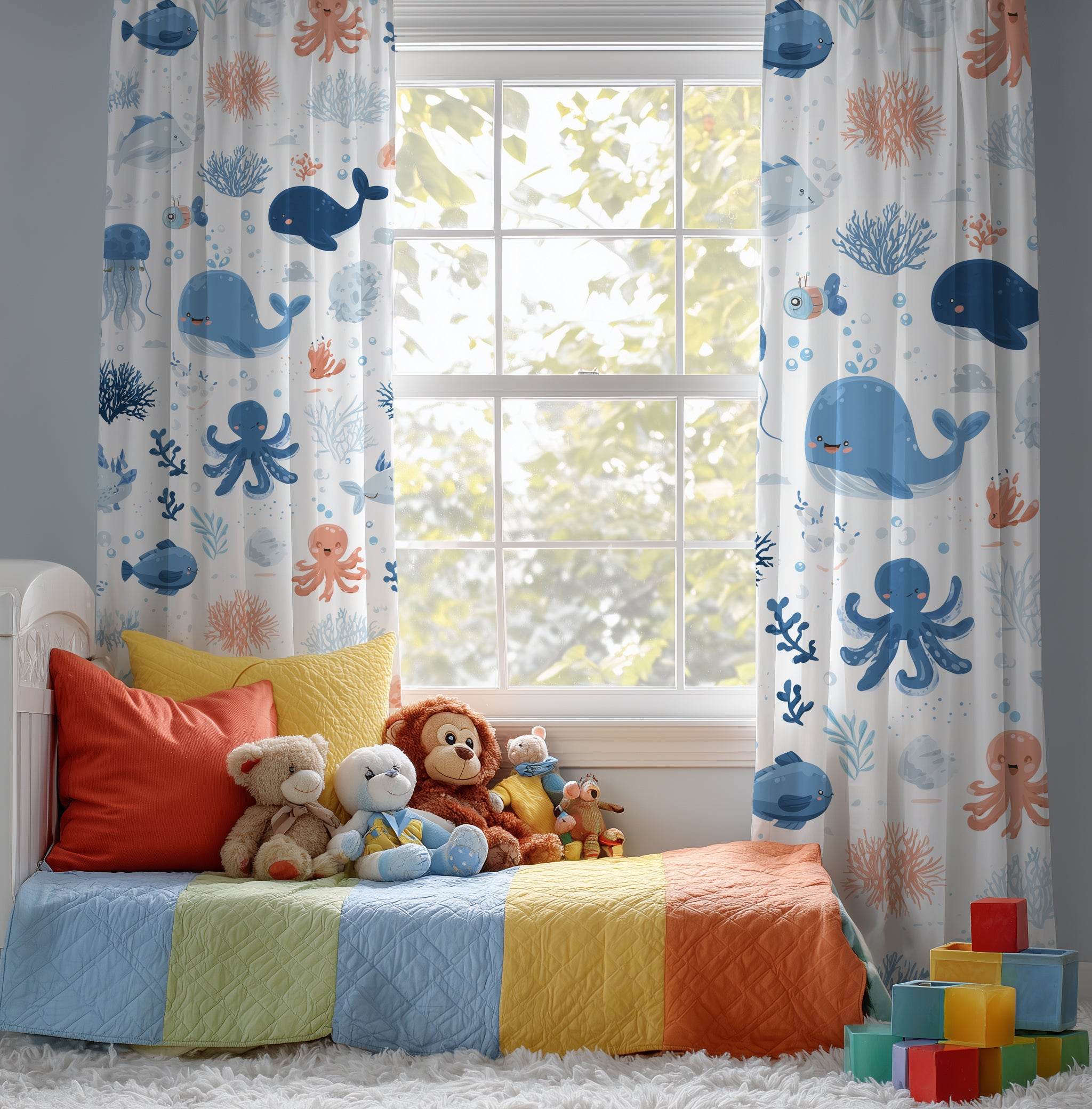 Colorful Underwater Window Curtain - Home Decor -