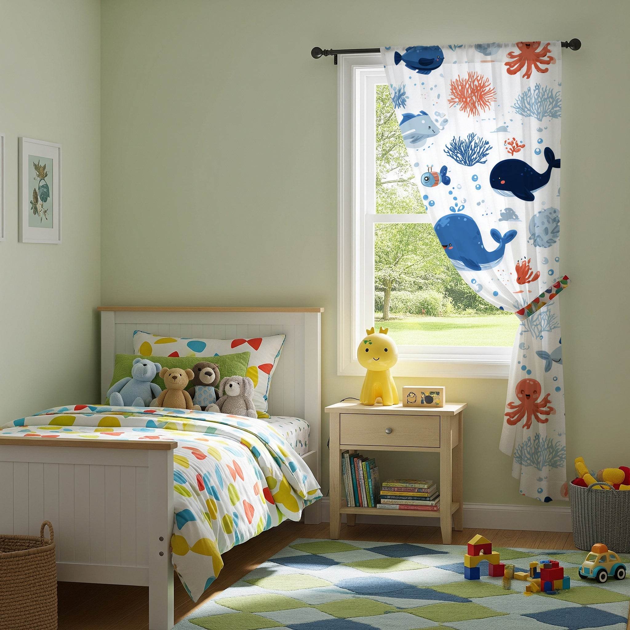 Colorful Underwater Window Curtain - Home Decor -