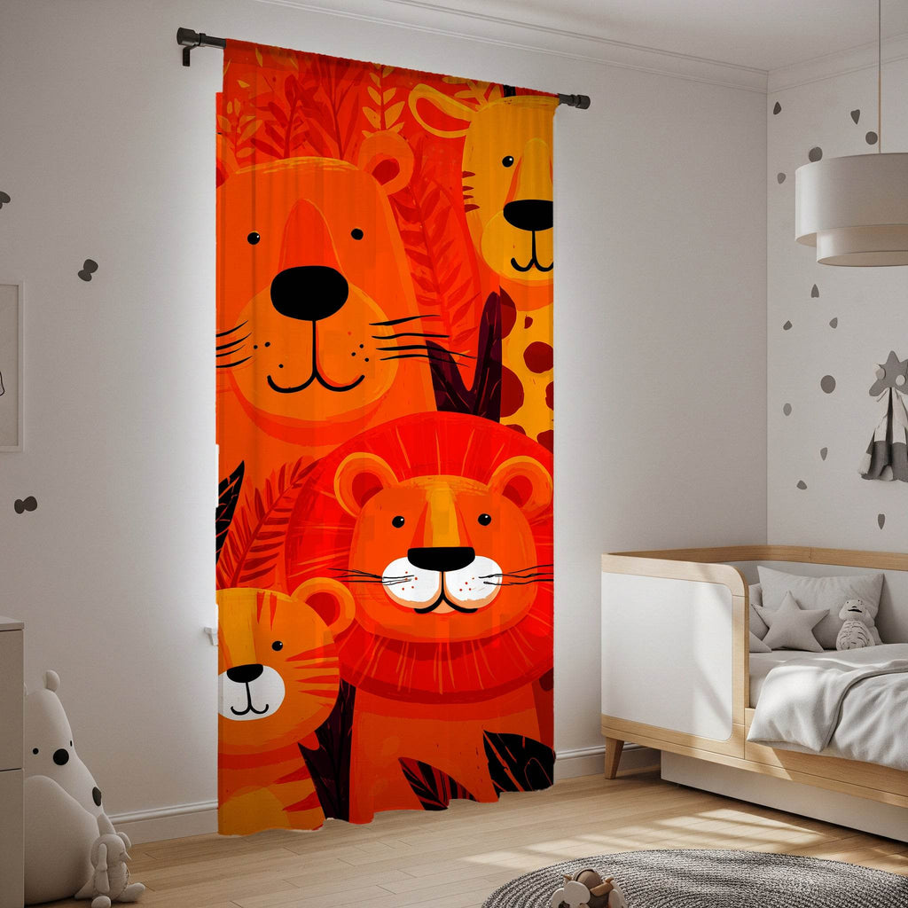 Boldly-Colored Jungle Cat Window Curtain - Home Decor -
