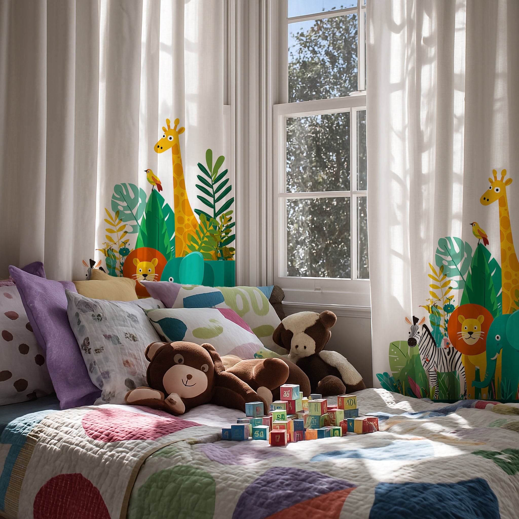 Bold Graphic Animal-Patterned Window Curtain with a Splash of Color - Home Decor -