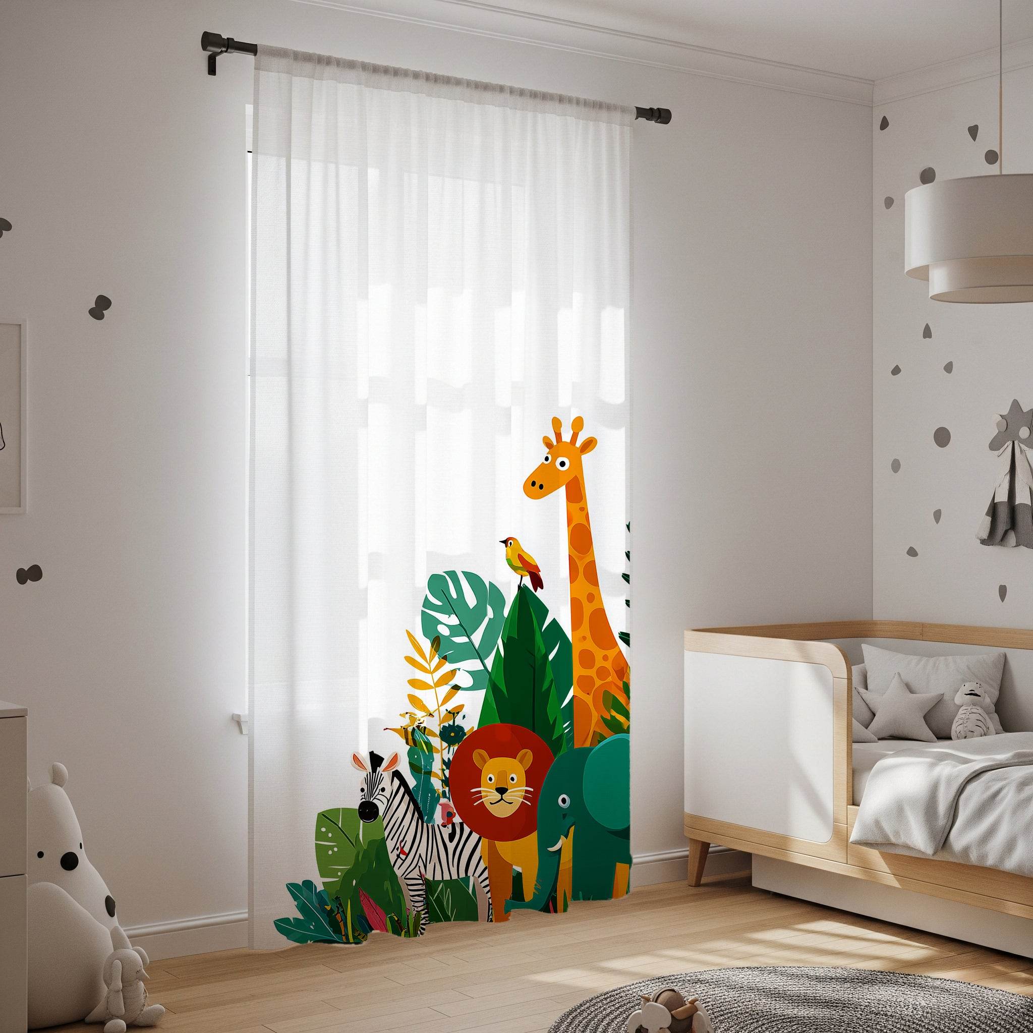 Bold Graphic Animal-Patterned Window Curtain with a Splash of Color - Home Decor -