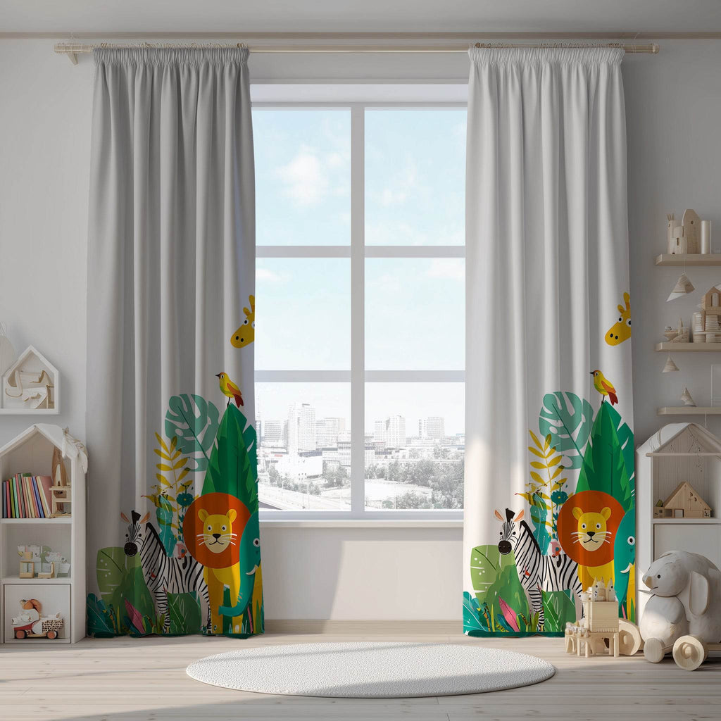 Bold Graphic Animal-Patterned Window Curtain with a Splash of Color - Home Decor -