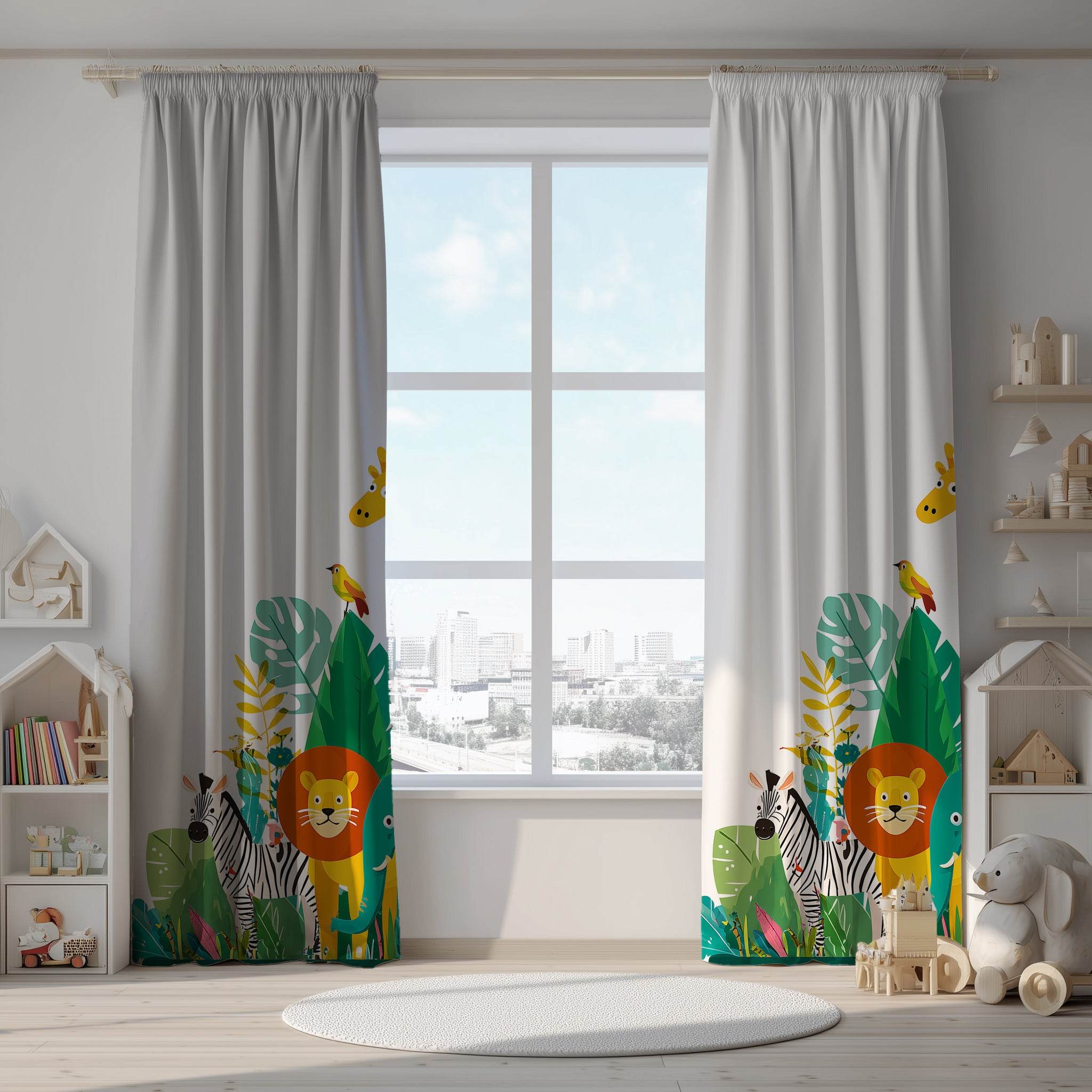Bold Graphic Animal-Patterned Window Curtain with a Splash of Color - Home Decor -
