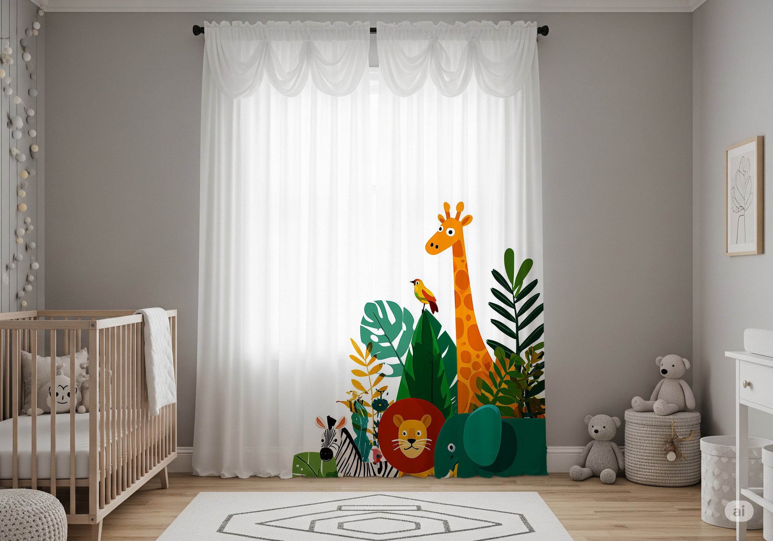 Bold Graphic Animal-Patterned Window Curtain with a Splash of Color - Home Decor -