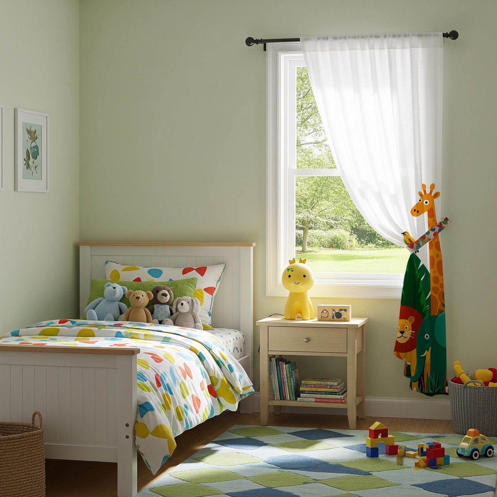 Bold Graphic Animal-Patterned Window Curtain with a Splash of Color - Home Decor -