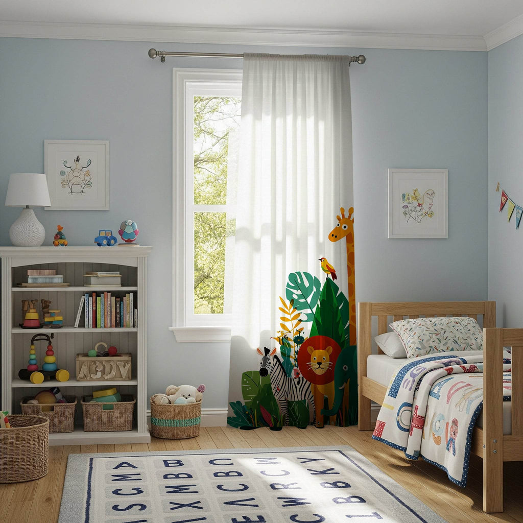 Bold Graphic Animal-Patterned Window Curtain with a Splash of Color - Home Decor -