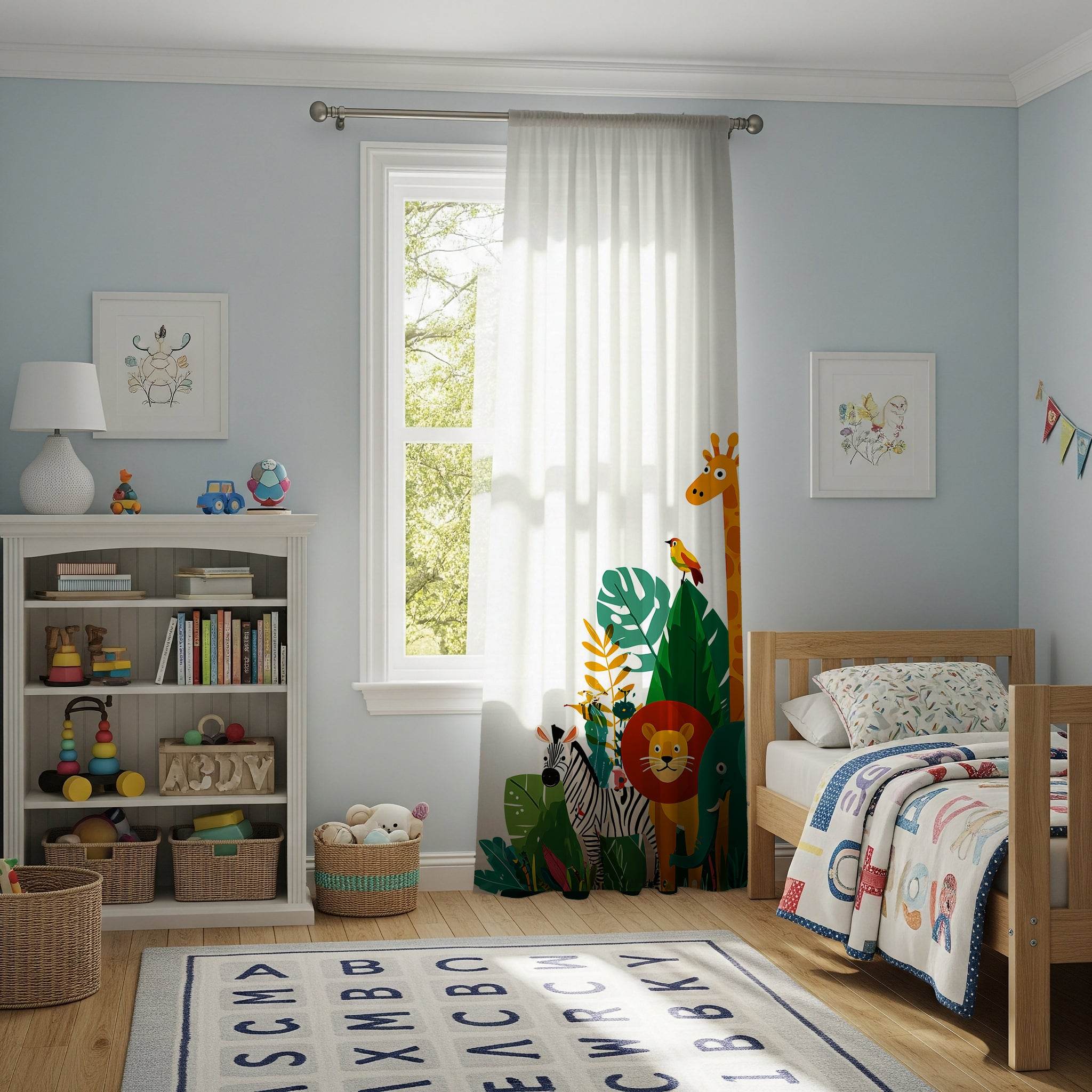 Bold Graphic Animal-Patterned Window Curtain with a Splash of Color - Home Decor -