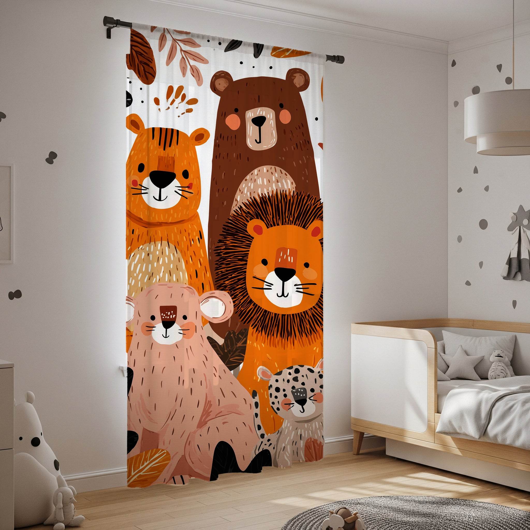 Adorable Colorful Painted Animal Window Curtain - Home Decor -